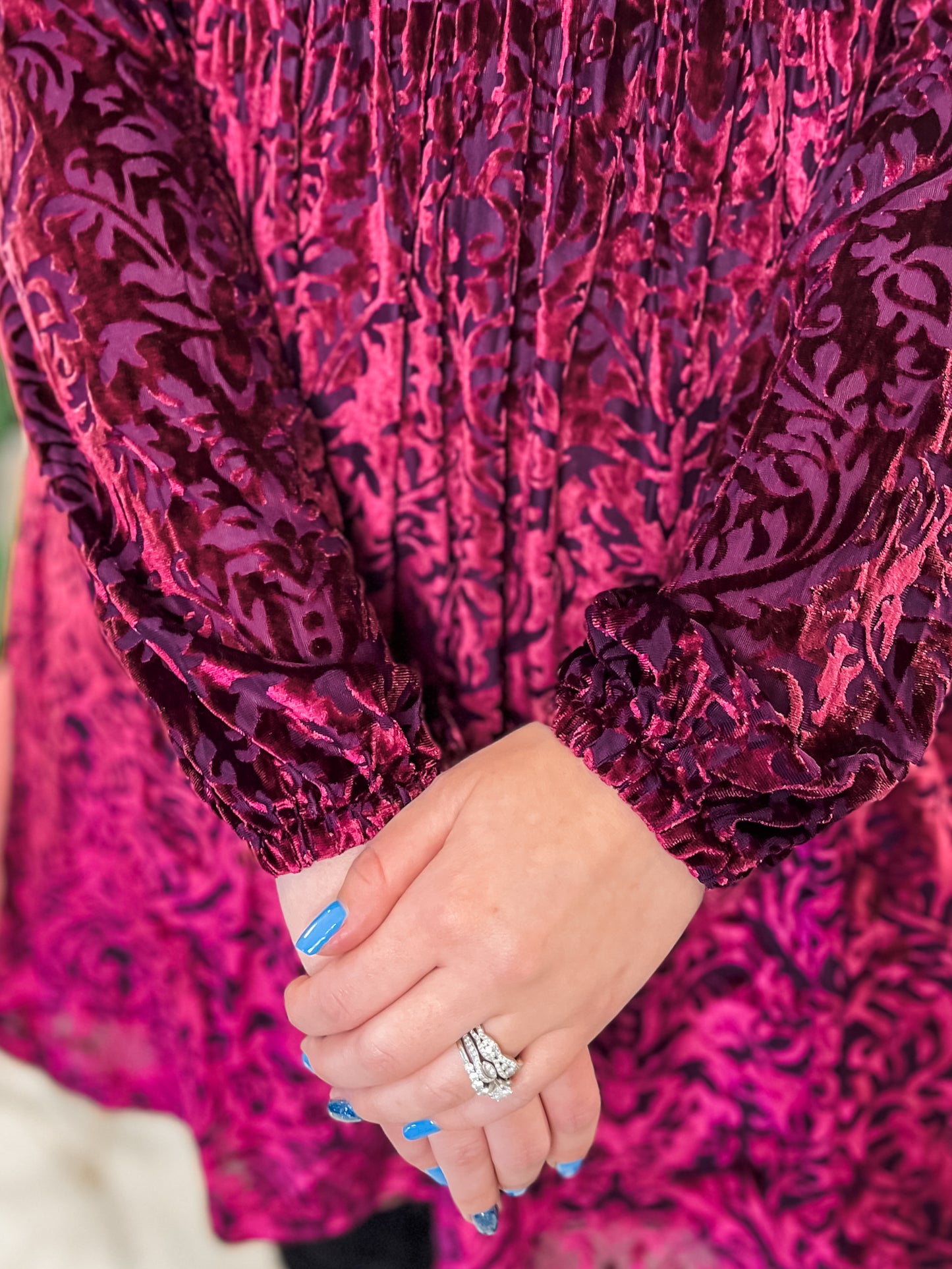 Mulberry Burnout Velvet Dress