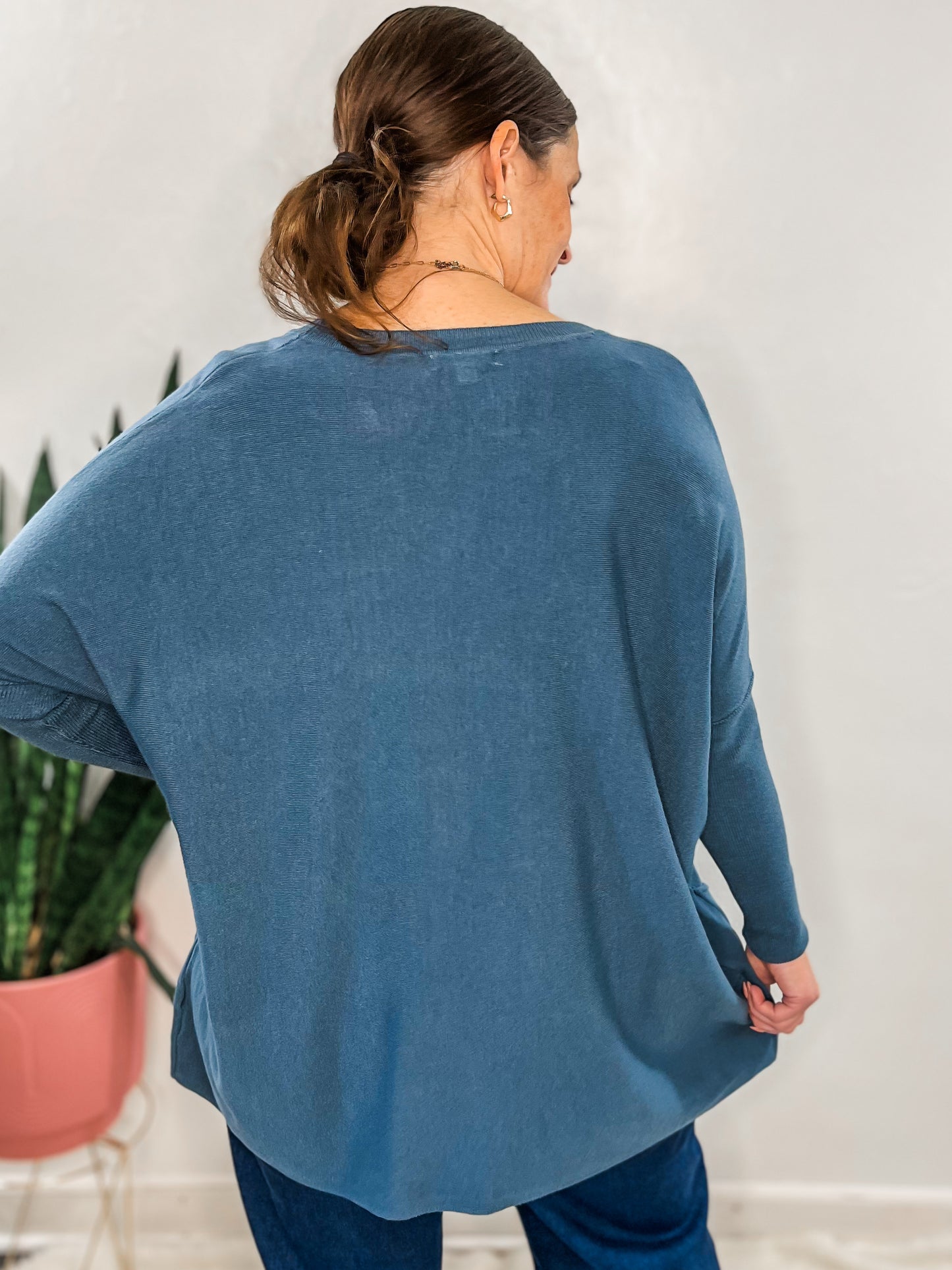 Peacock Blue Pocket Sweater Tunic