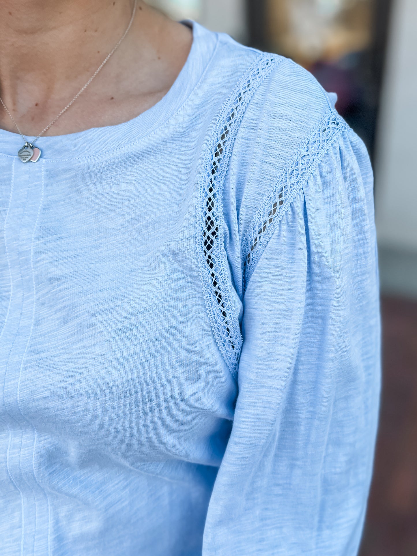 Sky Blue Crochet Detail Top