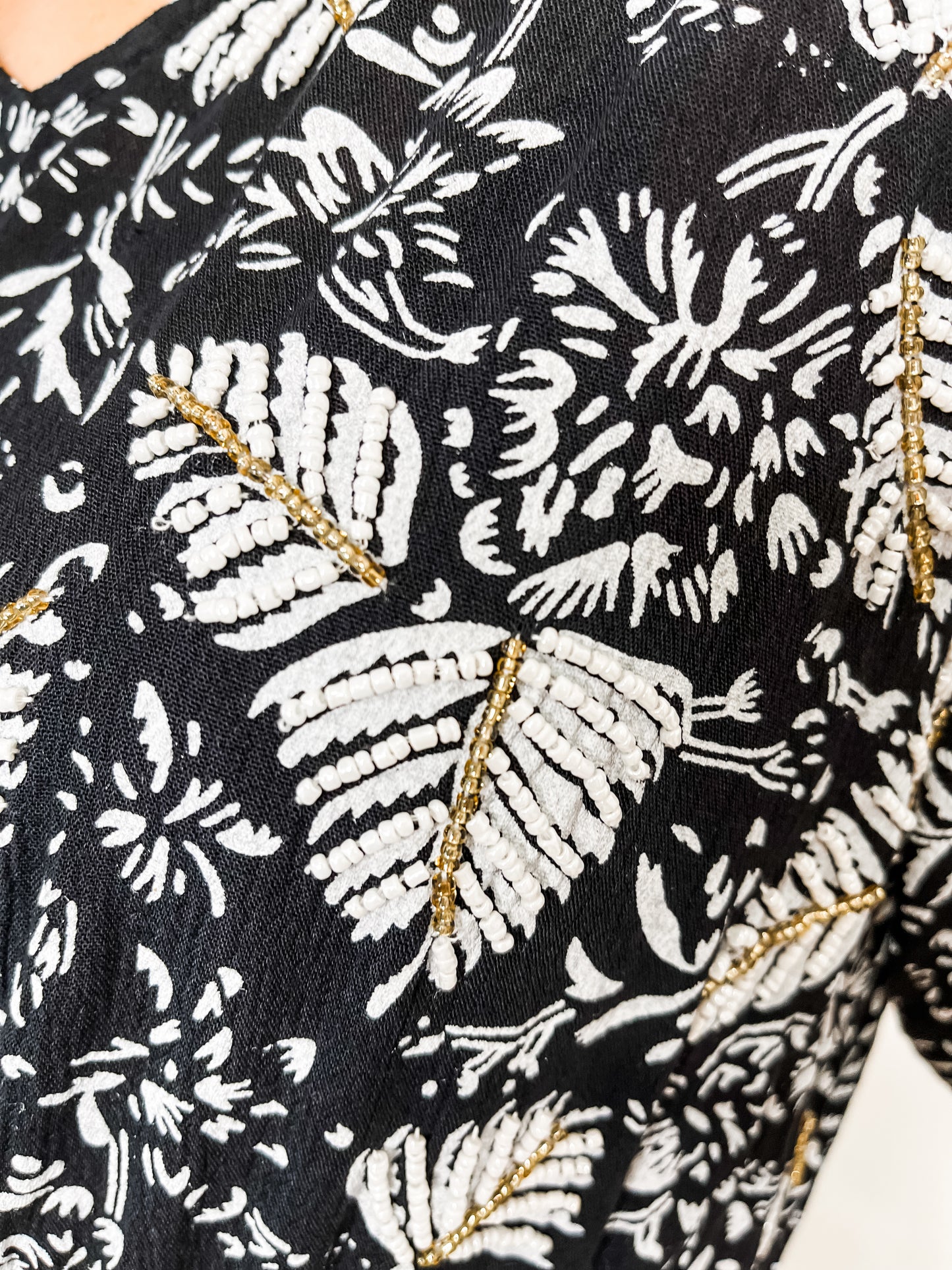 Leaf Beaded Tiered Maxi