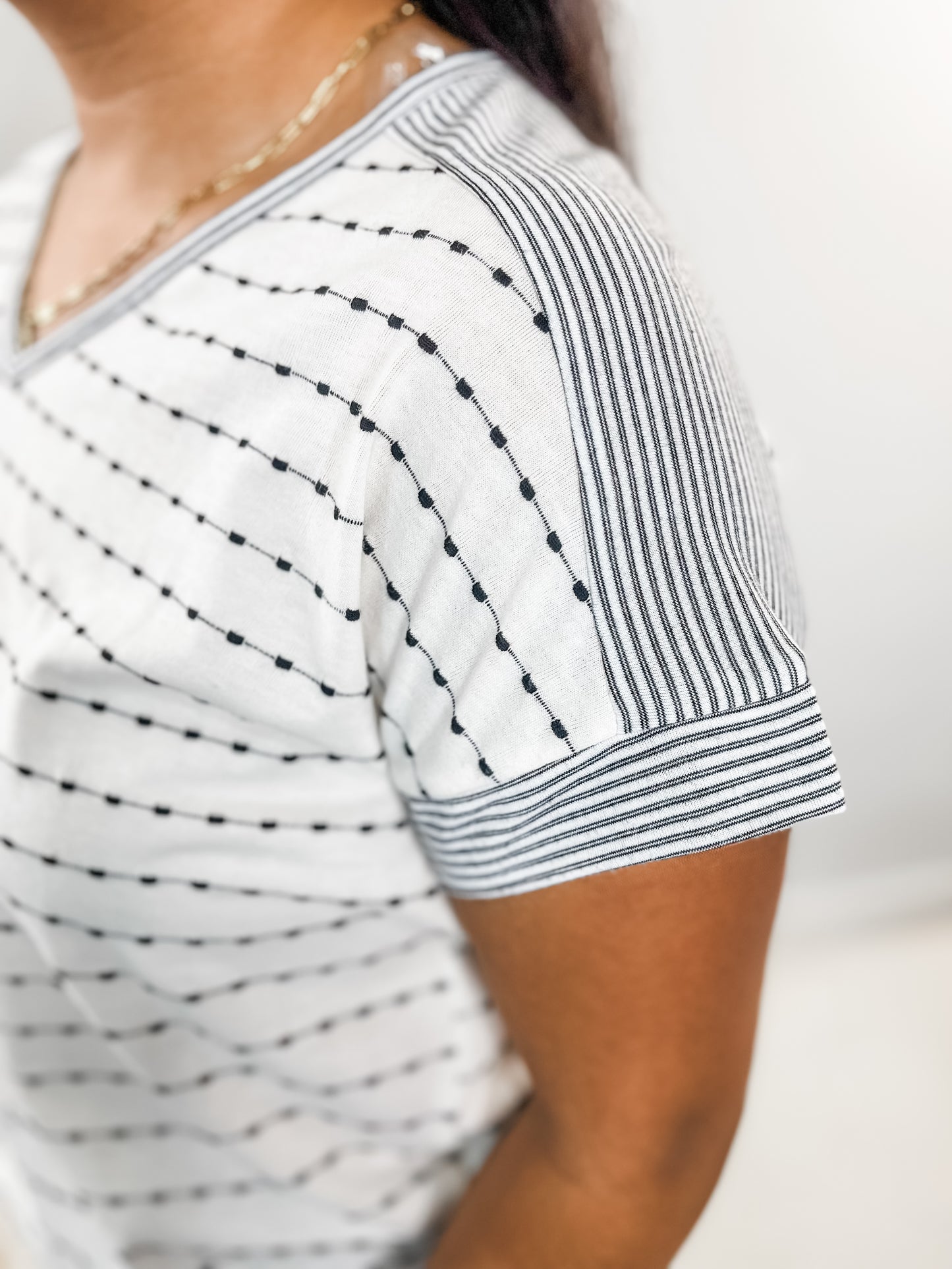 Black Stripe Blocked Top