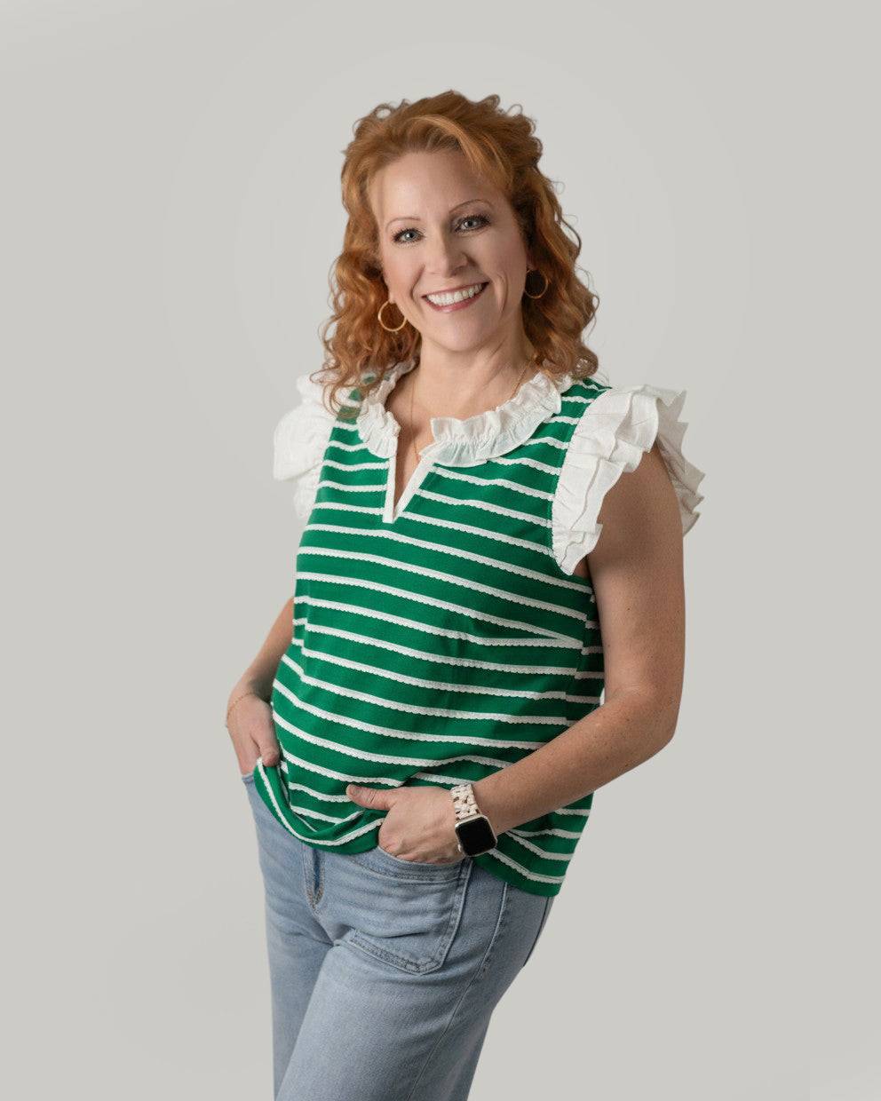 green-white-striped-top