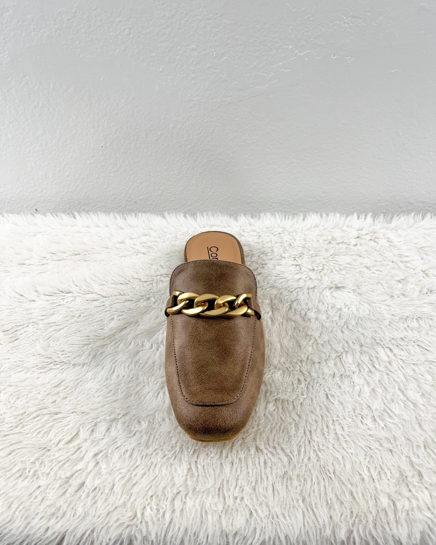 Tan Flat Slip on Mules