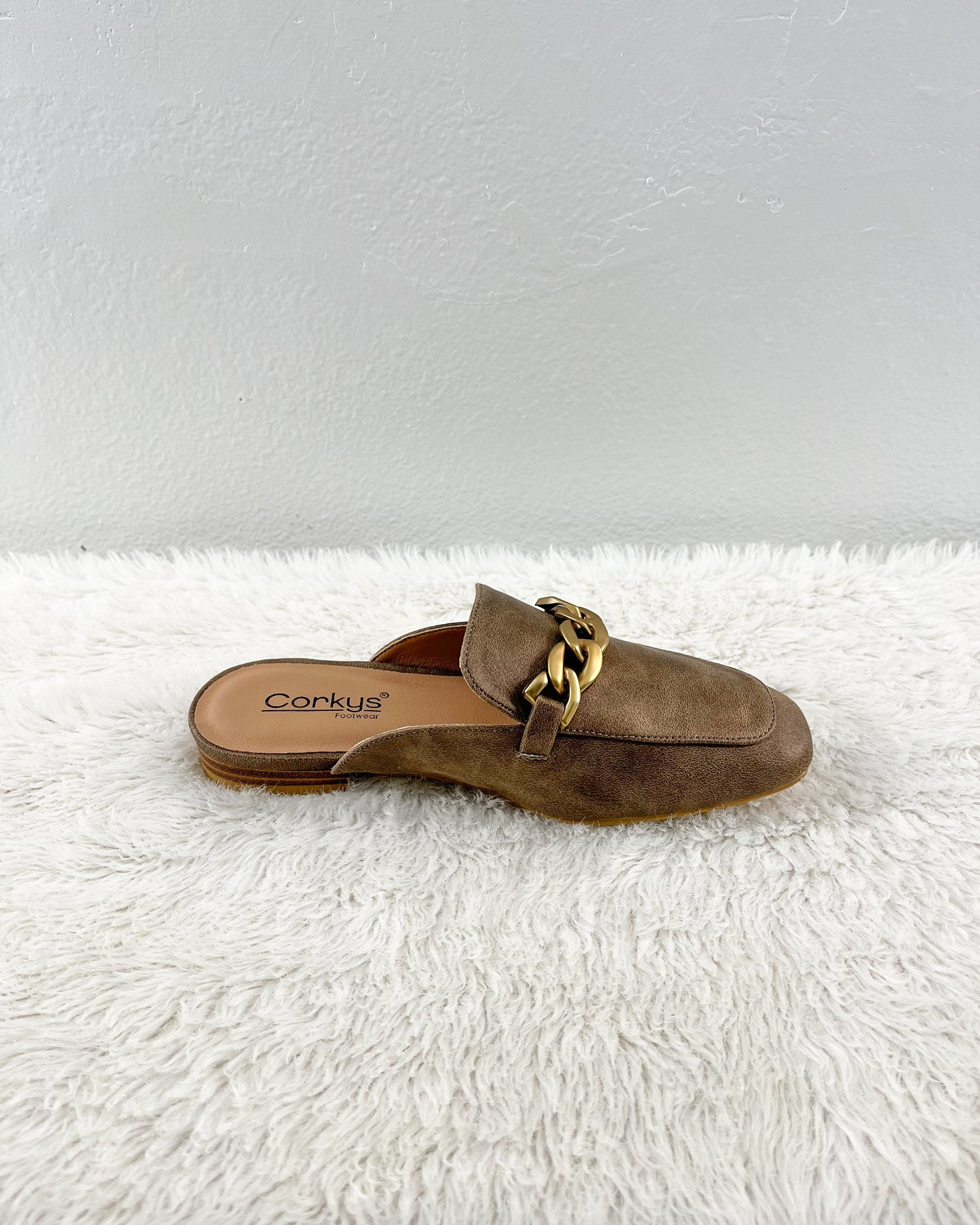Tan Flat Slip on Mules