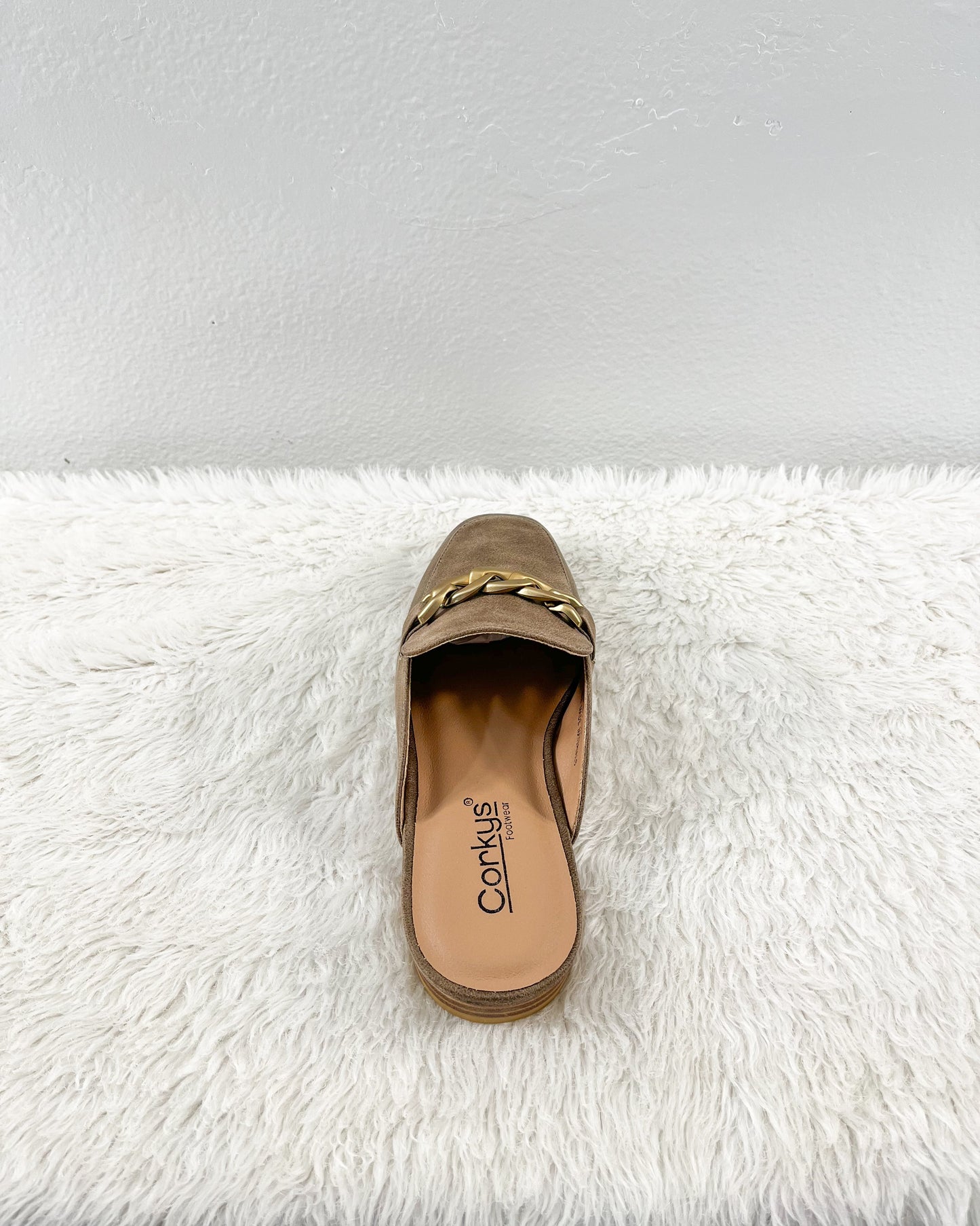 Tan Flat Slip on Mules