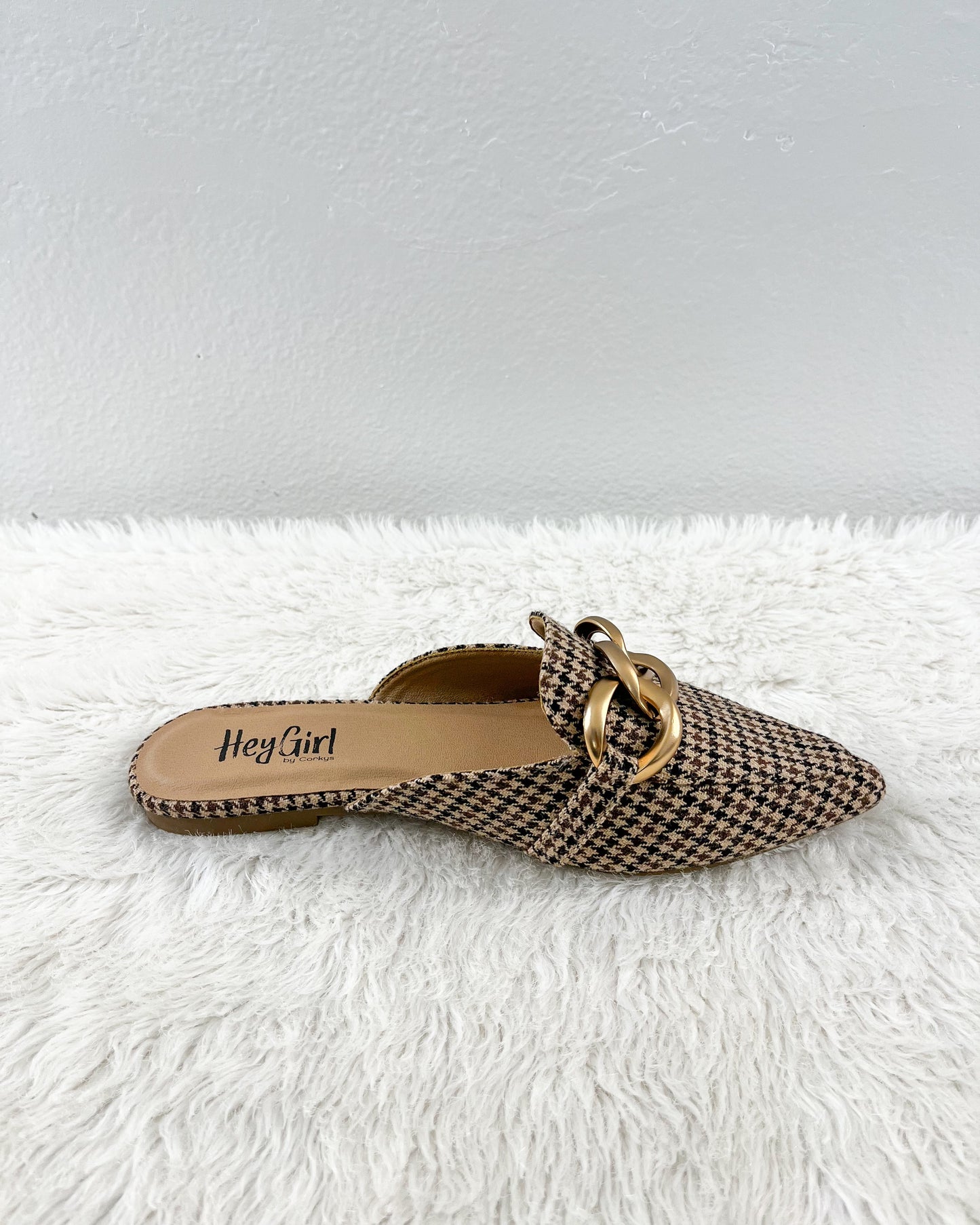 Black & Tan Houndstooth Slip on Shoes