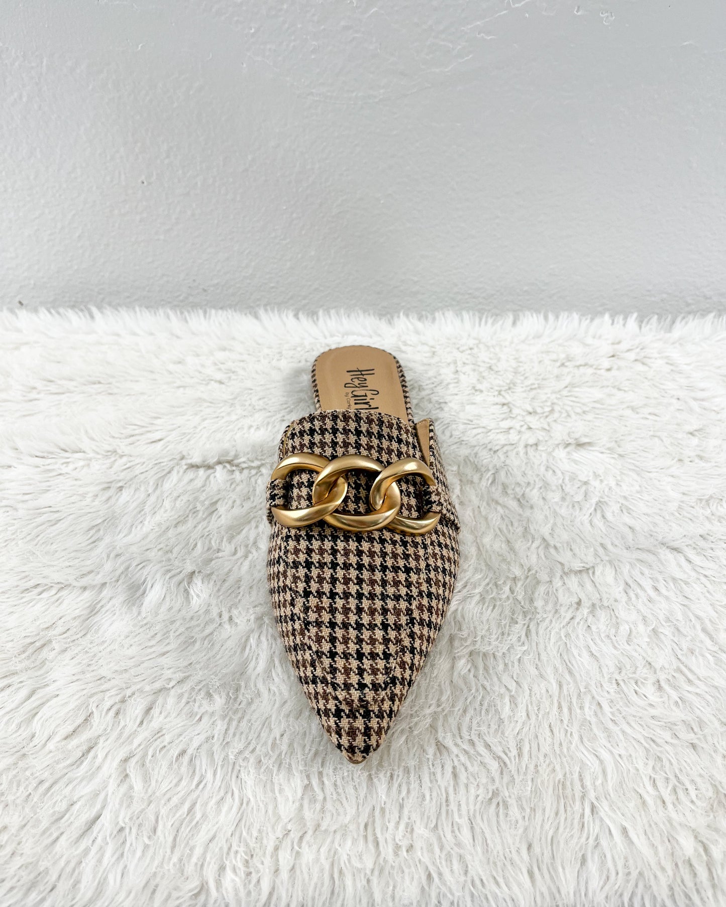 Black & Tan Houndstooth Slip on Shoes