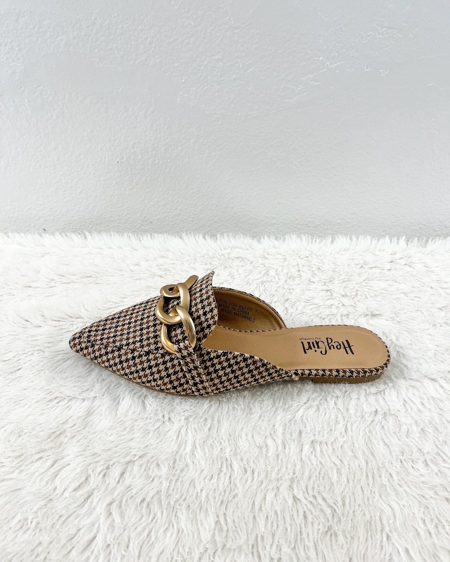 Black & Tan Houndstooth Slip on Shoes