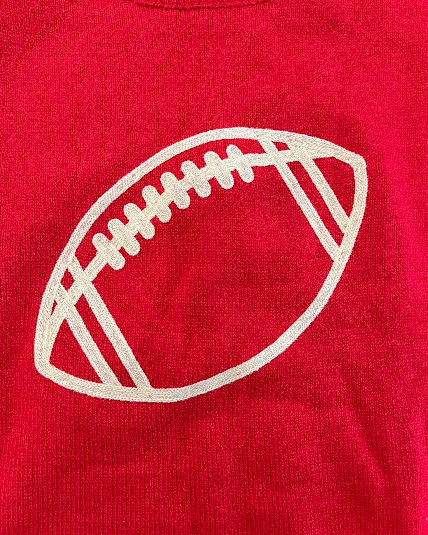Scarlet Sweater w/ Cream Embroidered Football