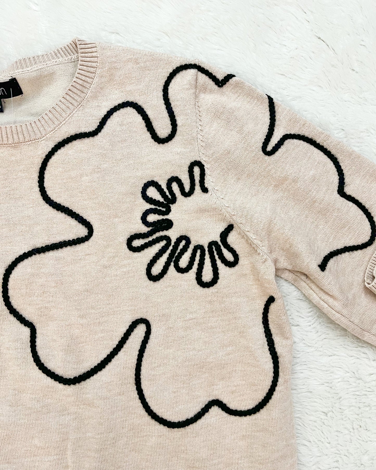 3D Floral Detail Knit Sweater