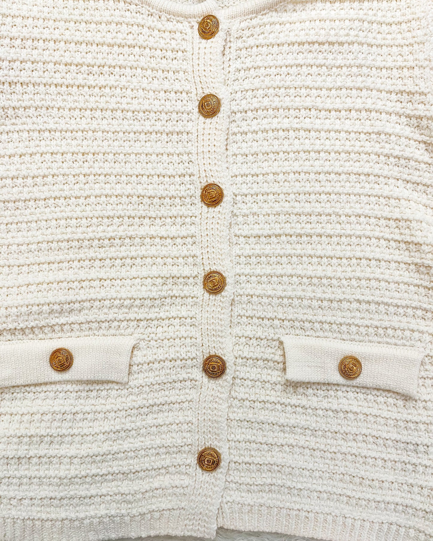 Textured Knitted Cream Short Jacket
