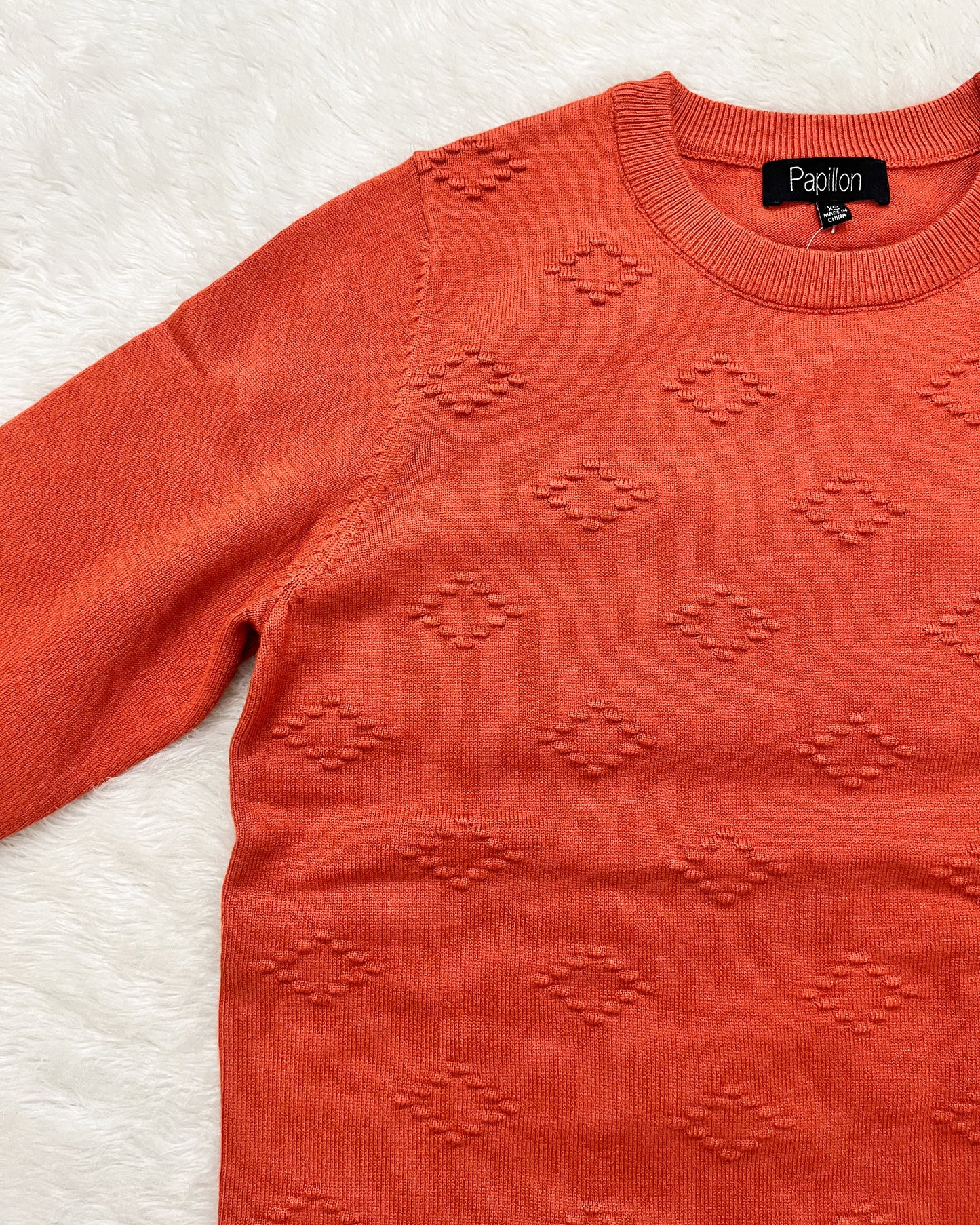 Rust Orange Diamond Knit Sweater