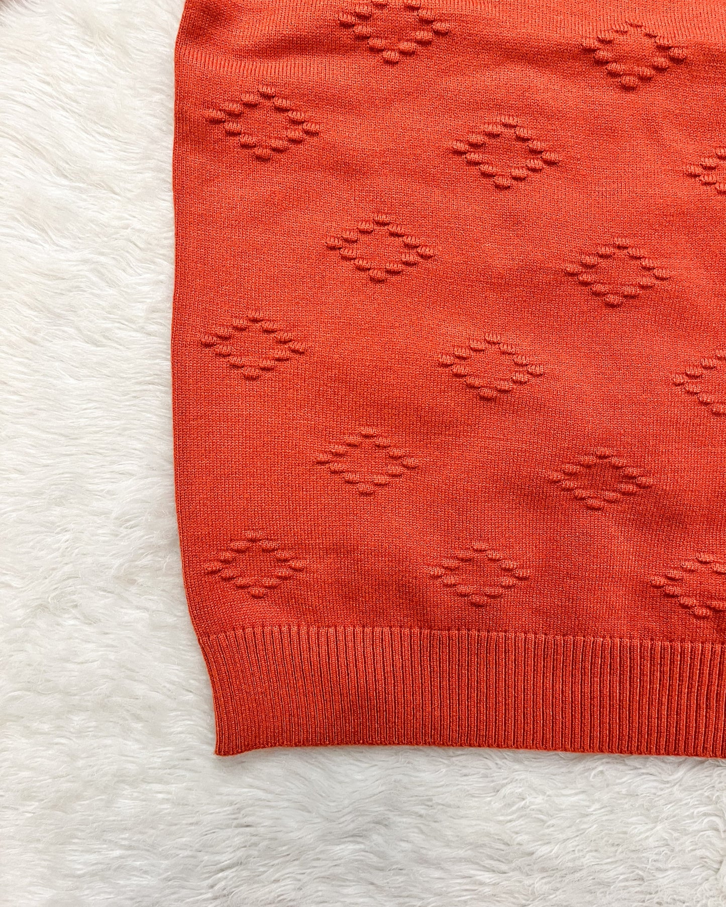 Rust Orange Diamond Knit Sweater
