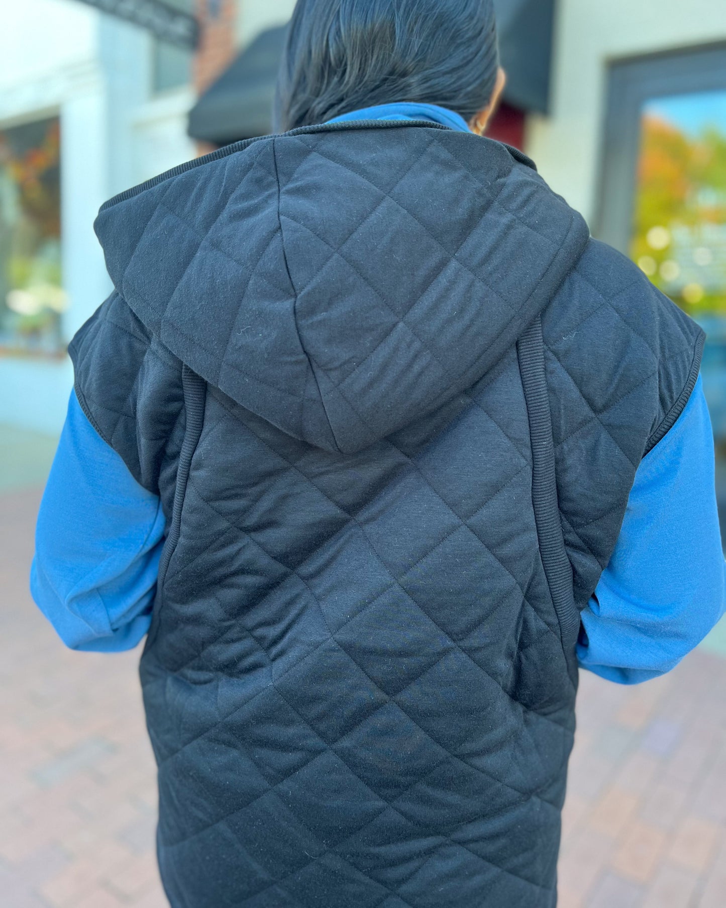 Black Quilted Sweatshirt Vest
