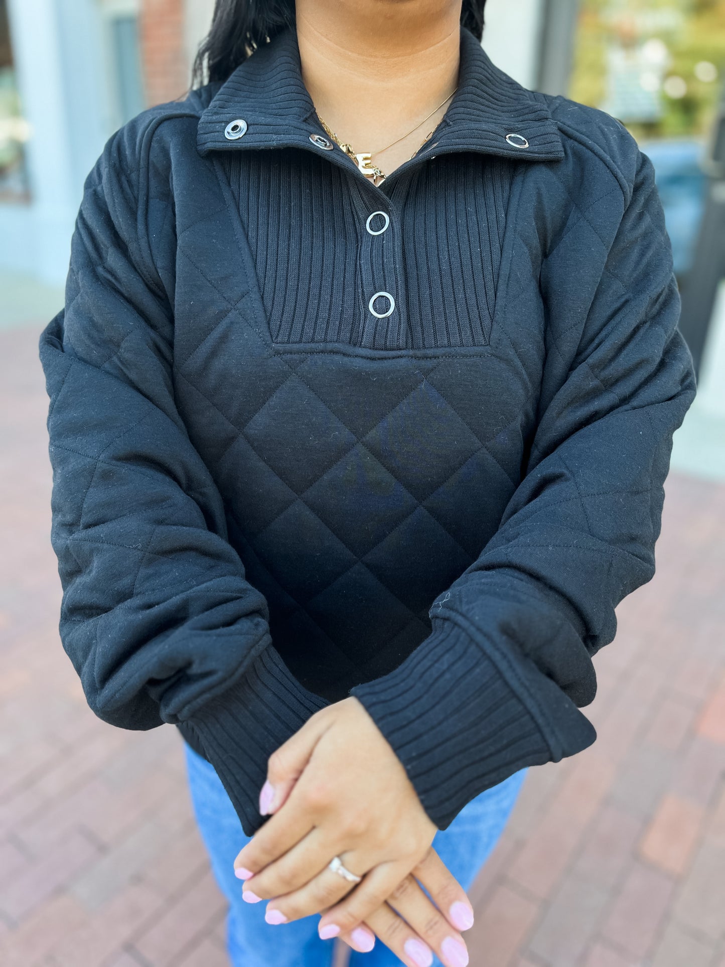 Quilted Quarter Snap Pullover