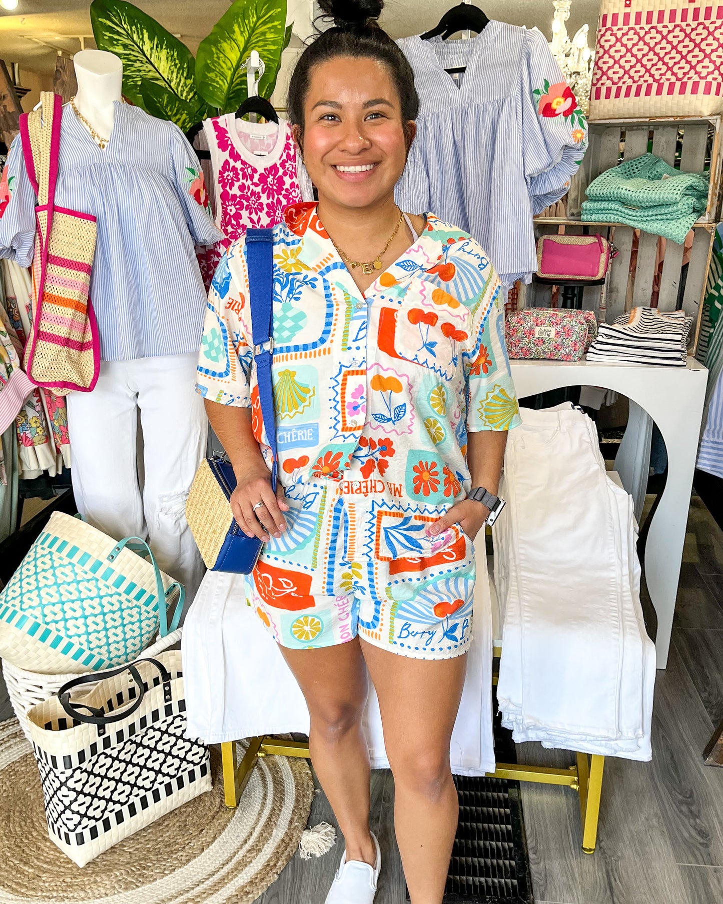 Ma Cherie Button Up Capri Shirt