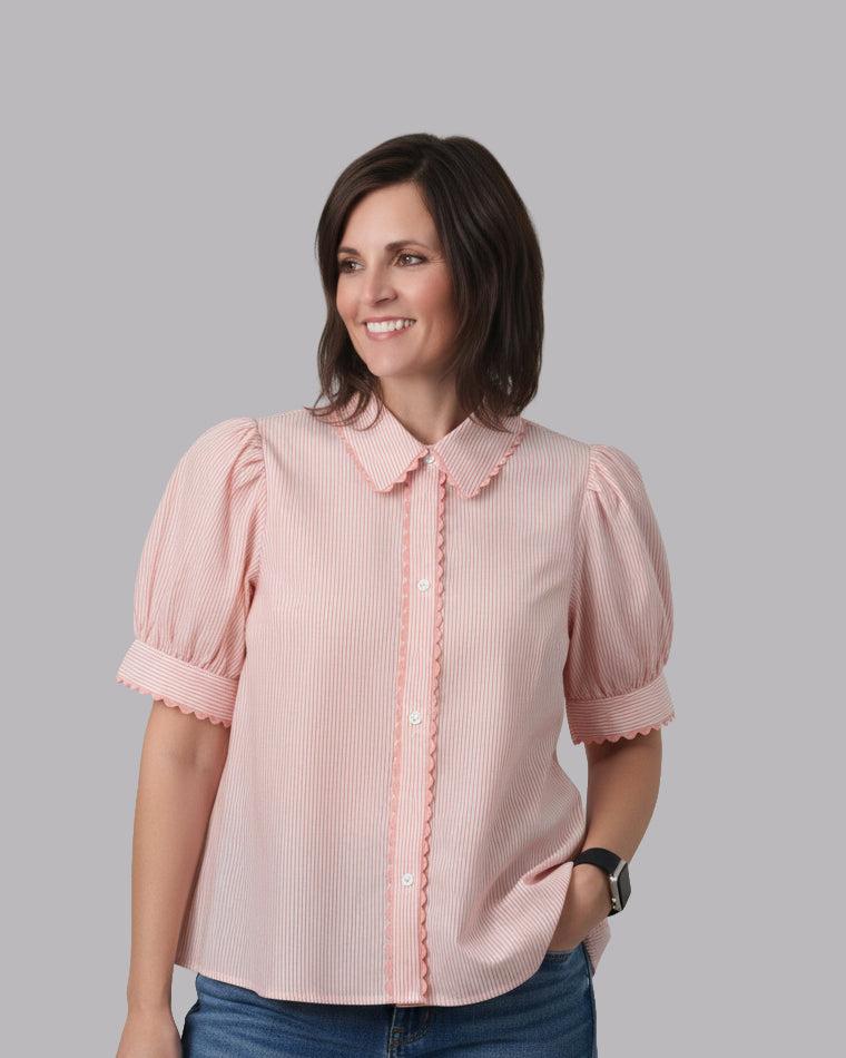 peach-stripe-scallop-edge-button-down-collar-top