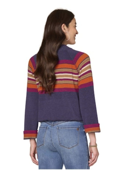 Blue Multi Bright Stripe Mock Neck Sweater