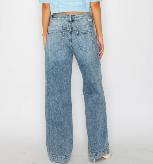 Artemis - Adjustable Waistband High Rise Baggy Wide Jeans