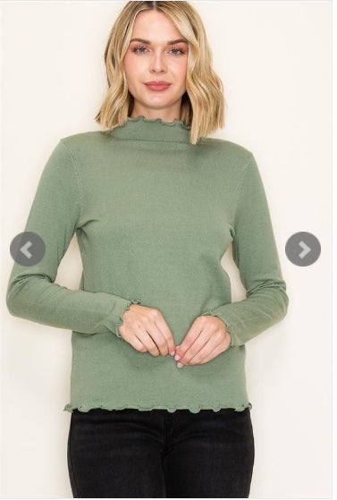 Lettuce Edge Turtleneck Pullover