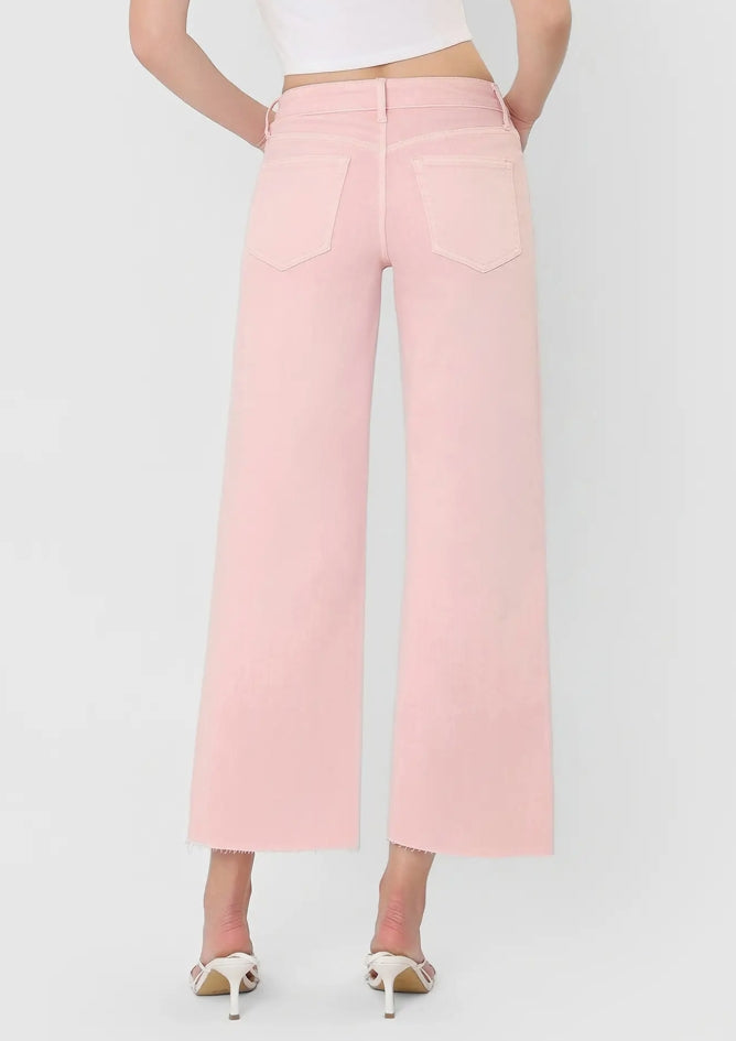 Pale Pink High Rise Crop Wide Leg "Pale Lilac"