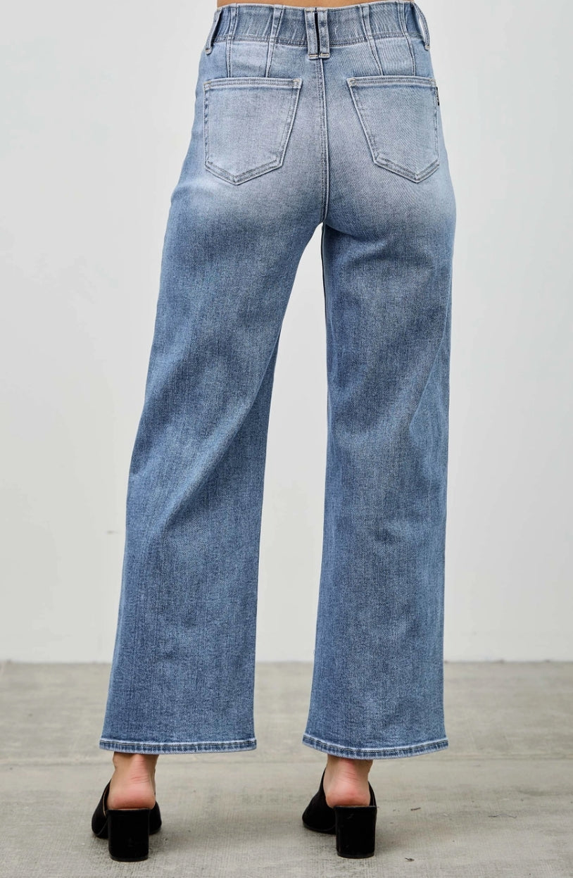 High Rise Crop Straight with Double Button