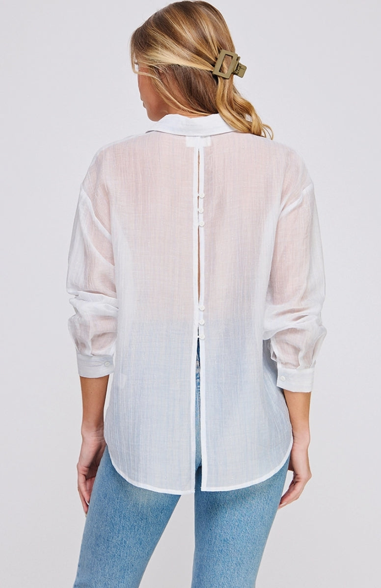 Sky Blue Textured Shimmer Button Up Shirt