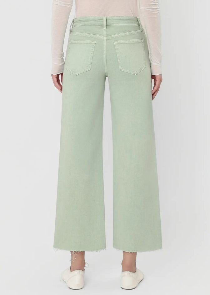 Vervet High Rise "Mint" Color Crop Wide Leg Jeans