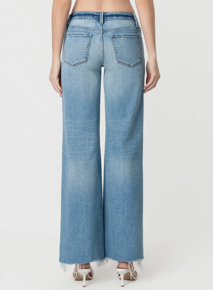 Vervet - "Insightful" Low Rise Distressed Wide Flare
