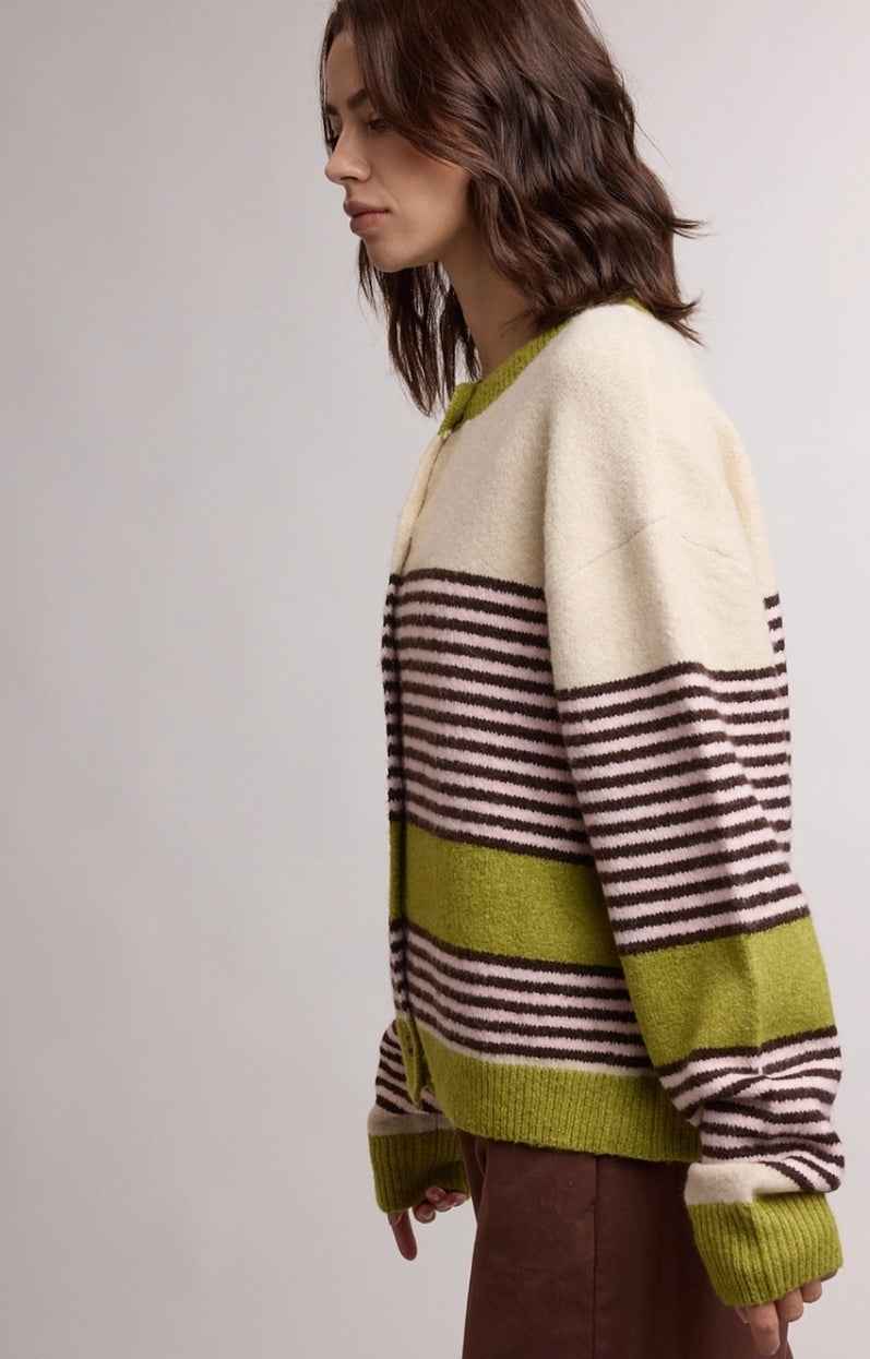 Striped Colorblock Sweater Cardigan