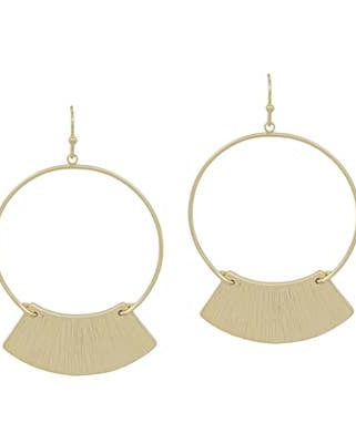 Worn Gold Open Circle with Fan Earring