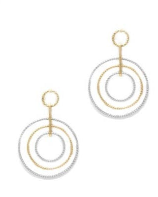 Gold Drop with Silver and Gold Triple Layered Circle Earrings