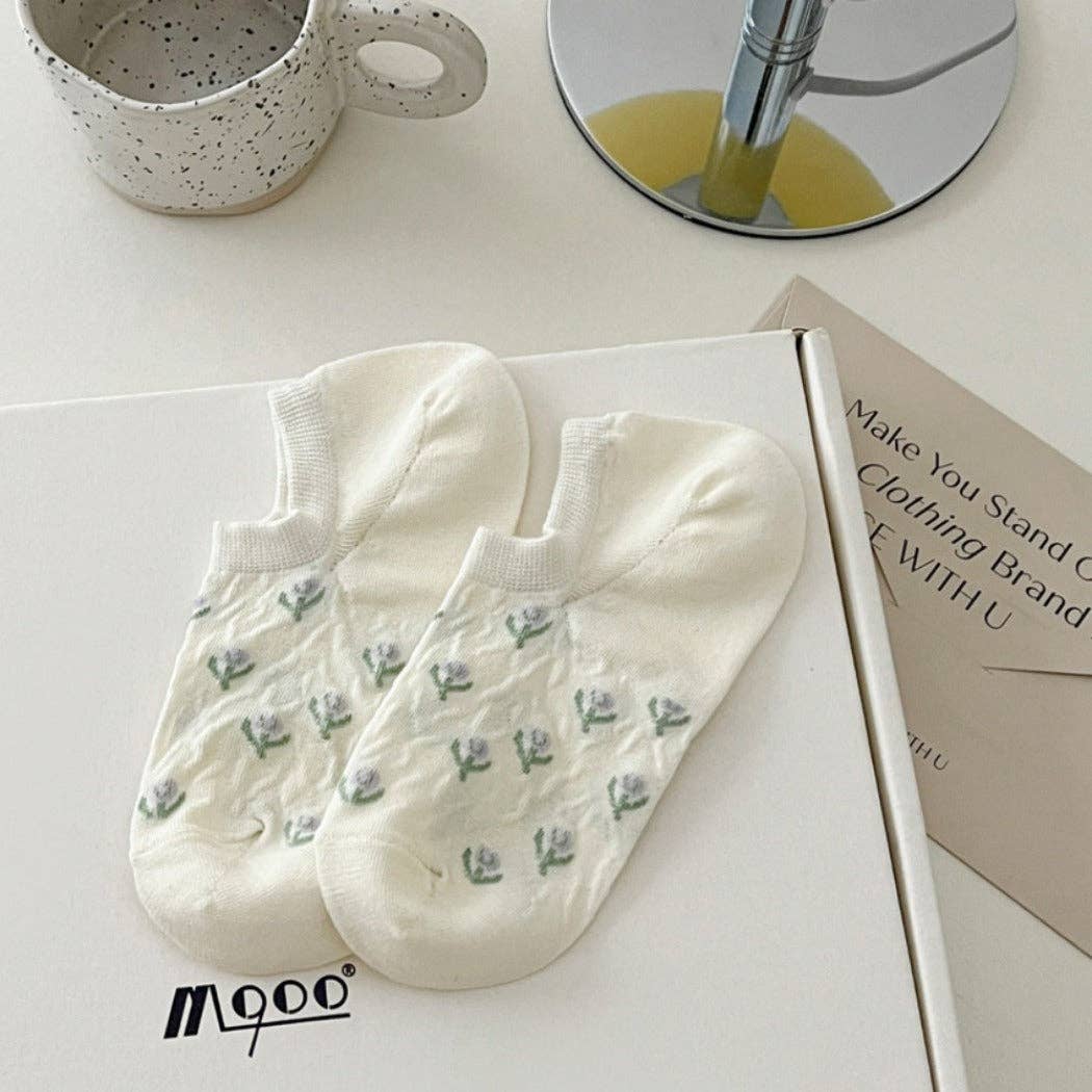 Tulip Print Summer Low-Cut Socks