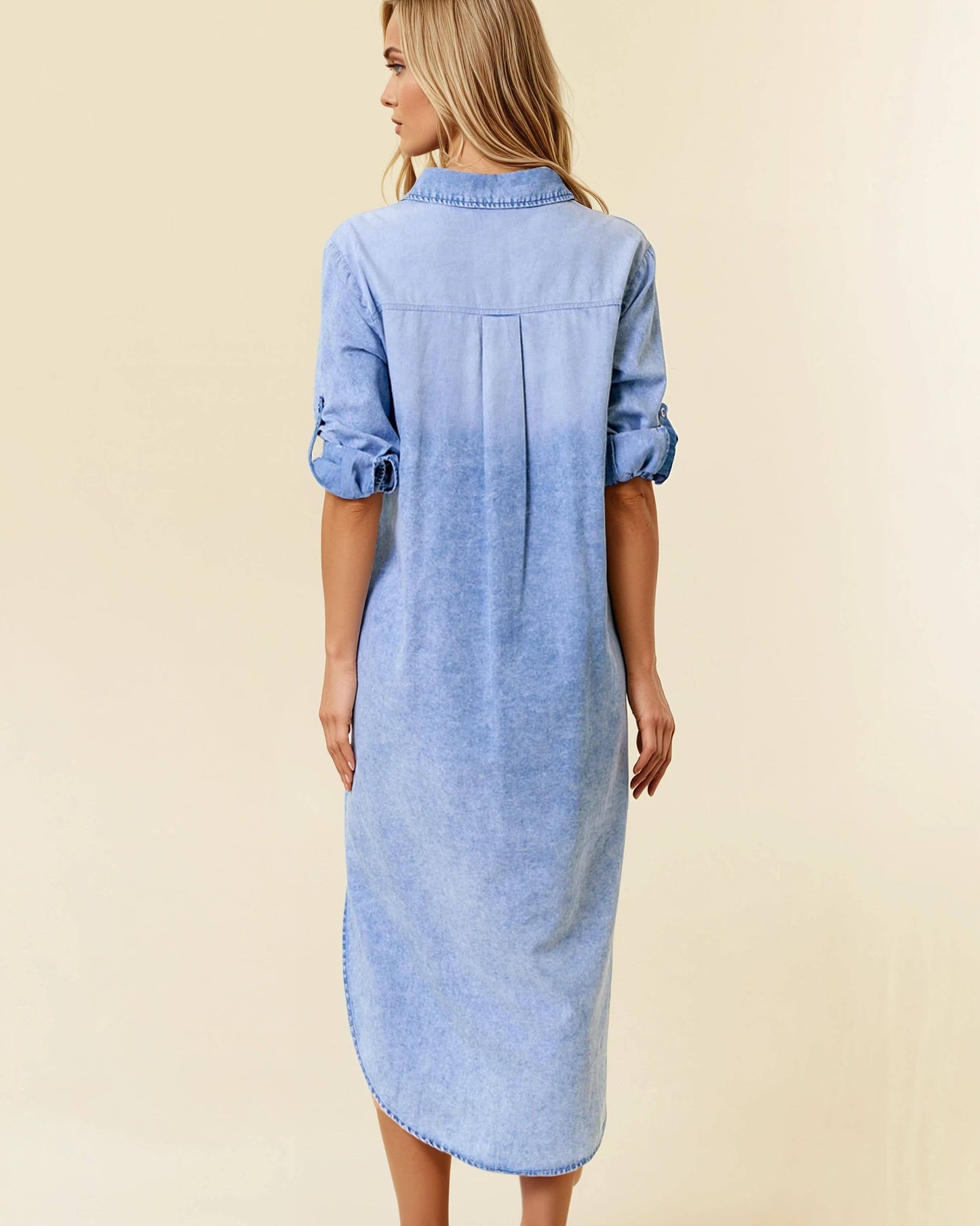 Tencel Denim Shirt Midi Dress