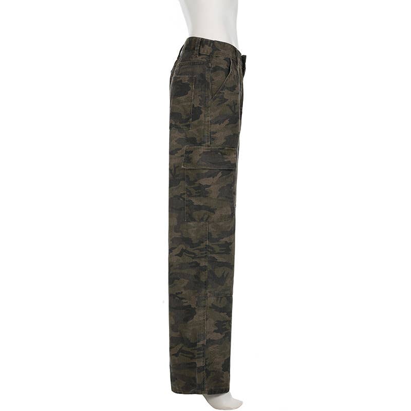Camouflage Jeans straight denim pants
