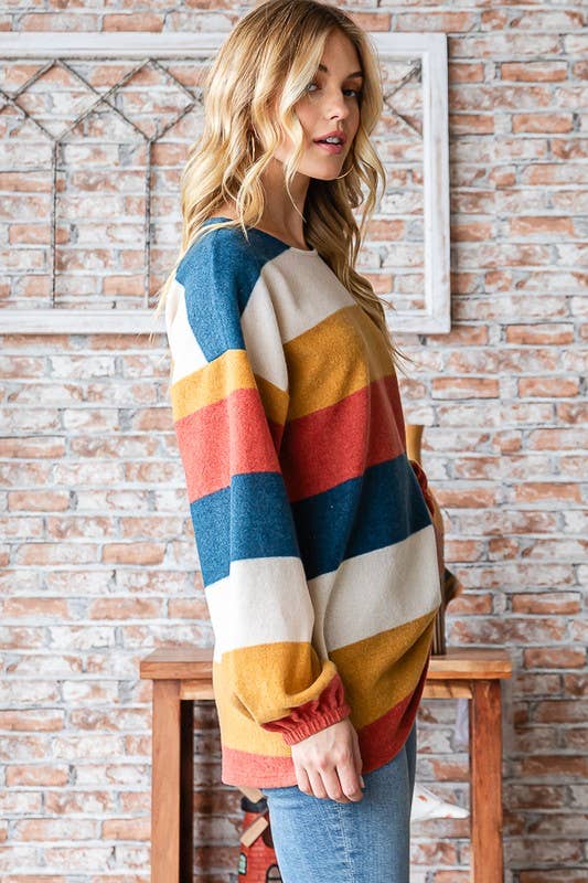 Autumn Multi Colored Stripe Pullover