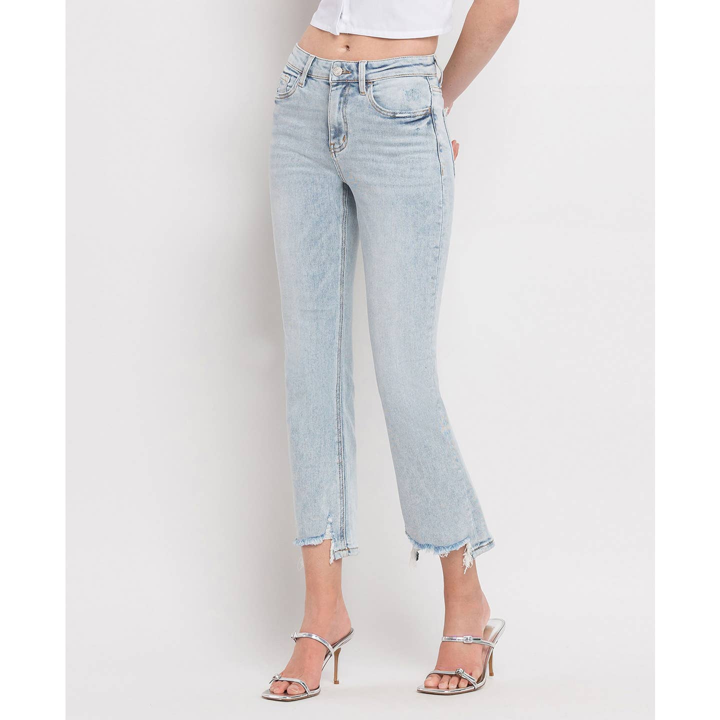 Lovervet High Rise Chewed Hem Kick Flare