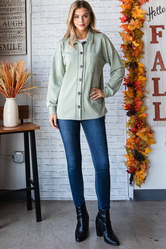 Sage Green Button Up Shacket