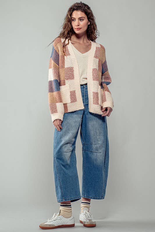 Geometric Pattern Cardigan Sweater