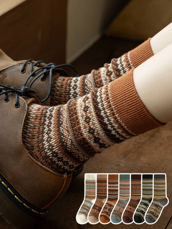 Vintage Bohemia Totem Knit Socks