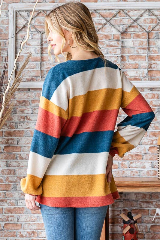 Autumn Multi Colored Stripe Pullover