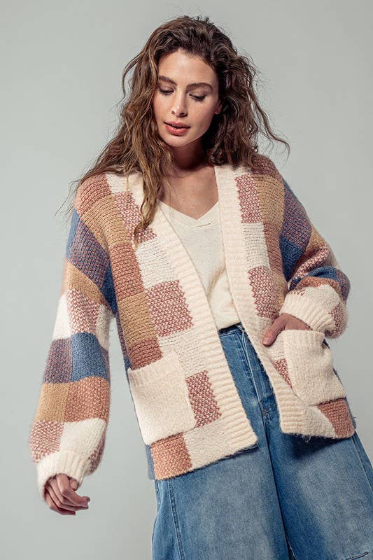 Geometric Pattern Cardigan Sweater
