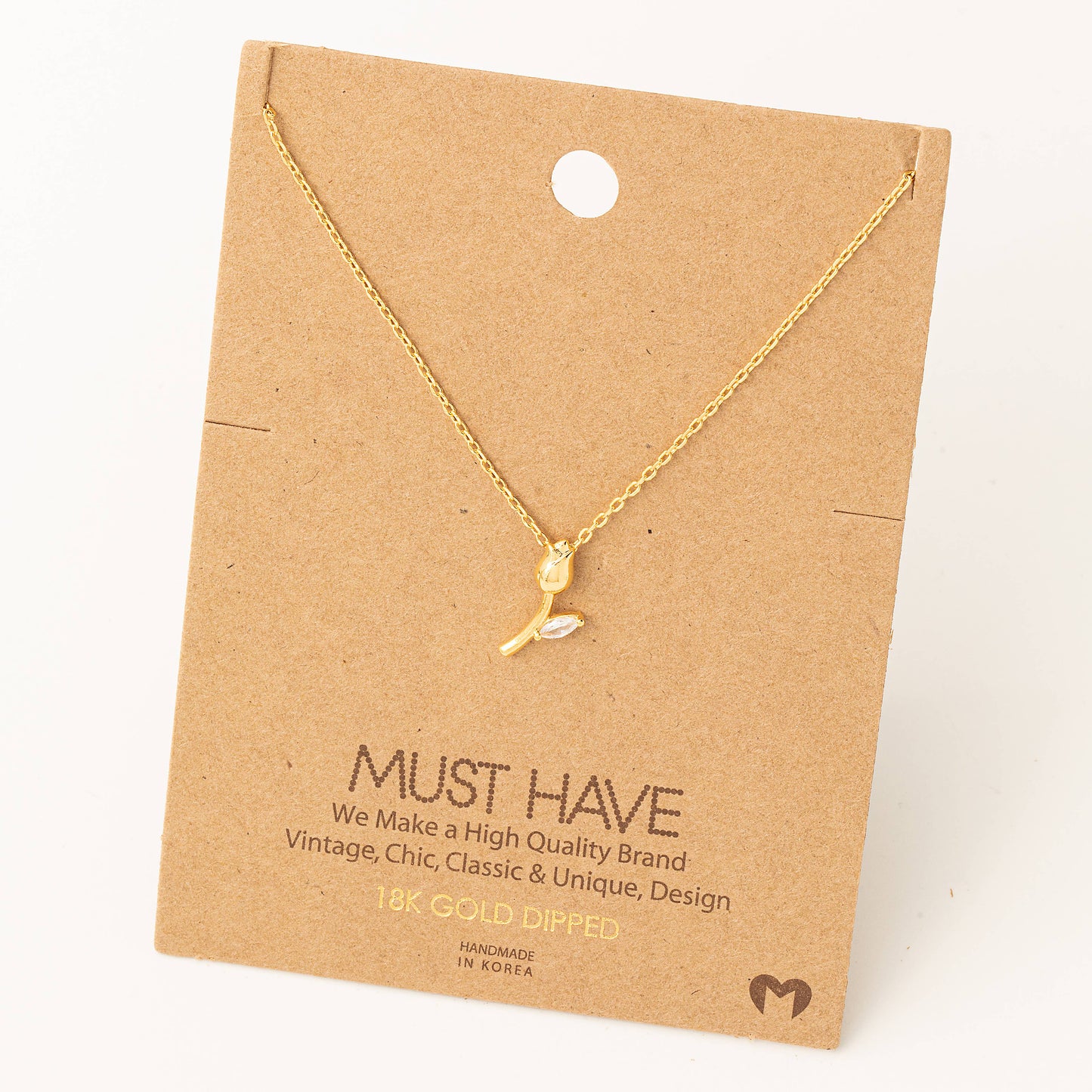 Dainty Tulip Flower Pendant Necklace