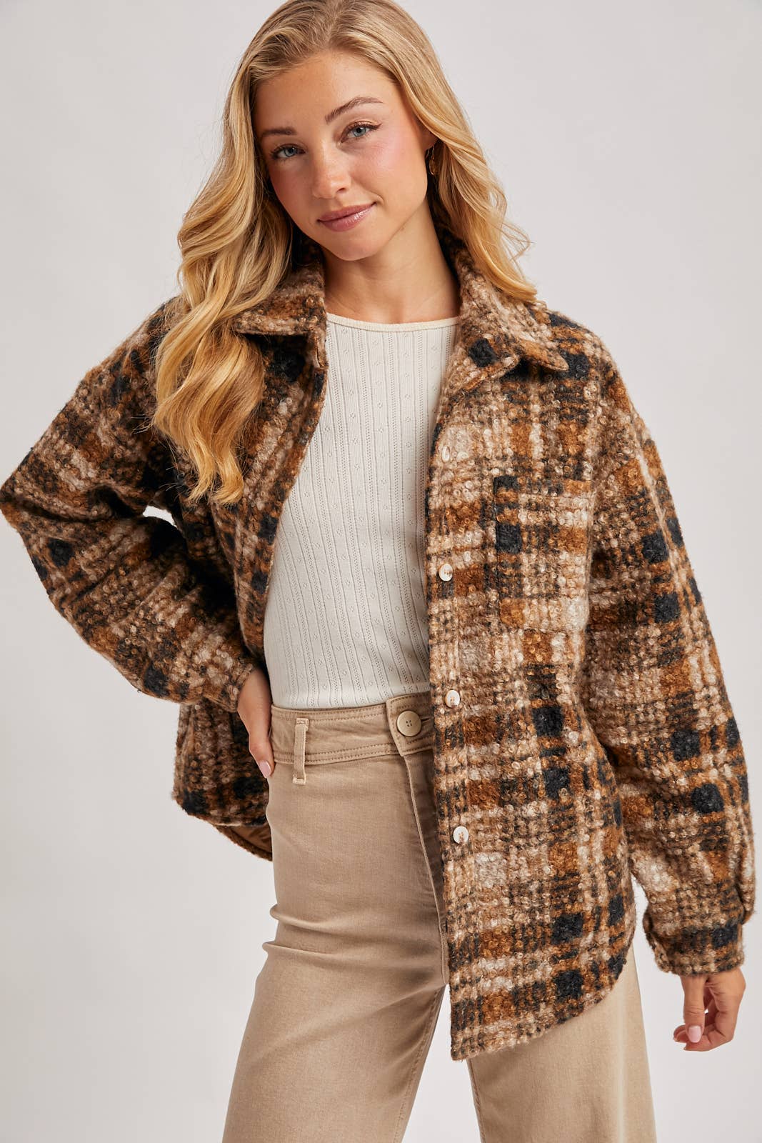 Plaid Boucle Shacket