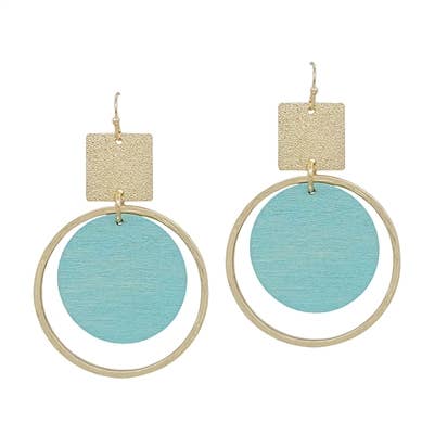 Mint Wood Circle Earrings