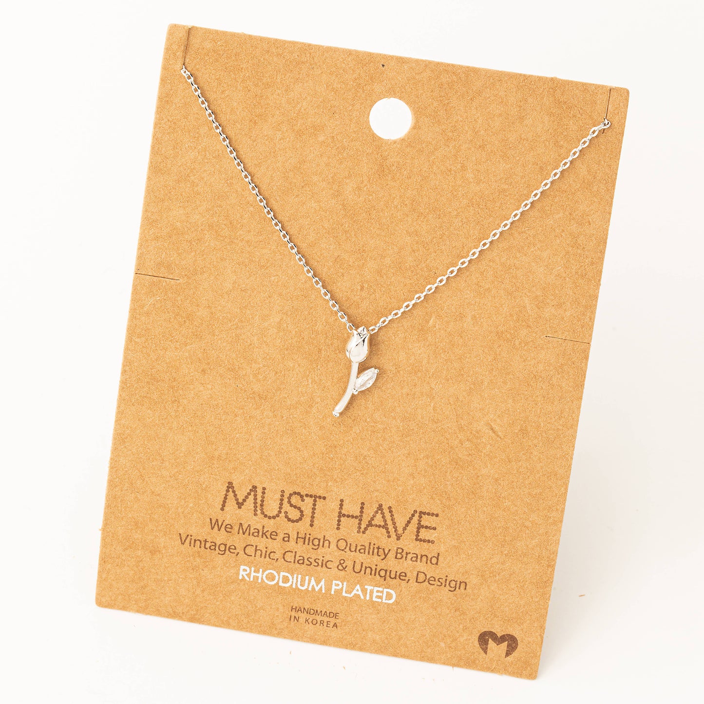 Dainty Tulip Flower Pendant Necklace