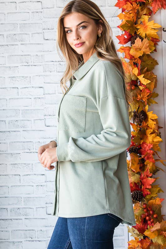 Sage Green Button Up Shacket