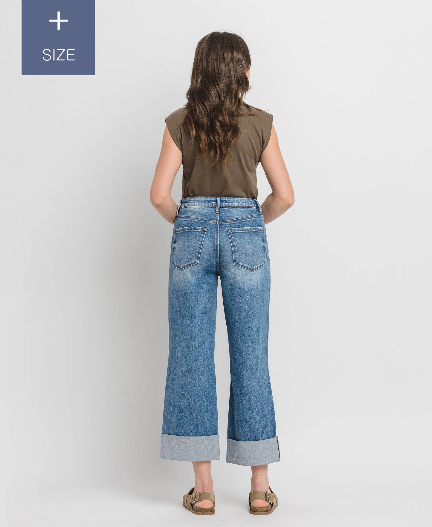 Curvy Lovervet Super High Rise Cuffed Baggy Wide Leg Jean