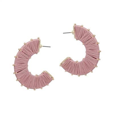 Blush Pink Raffia Wrapped Hoops