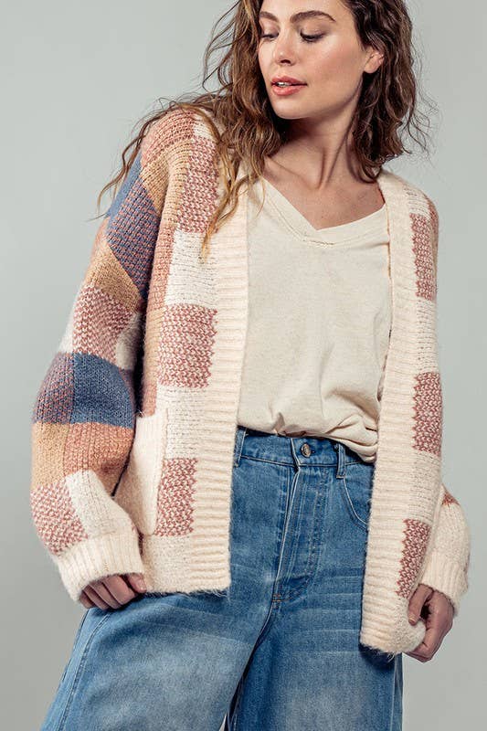 Geometric Pattern Cardigan Sweater